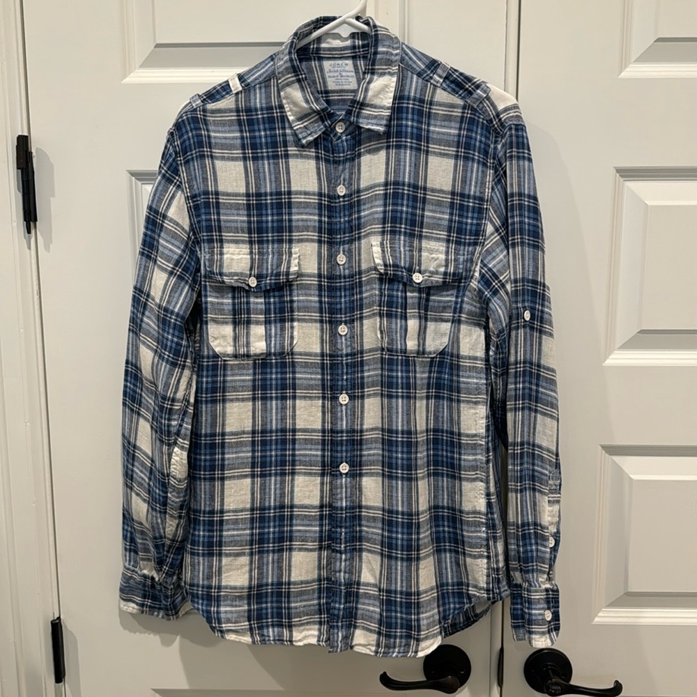 J. Crew Baird McNutt Irish Linen Plaid Size Medium